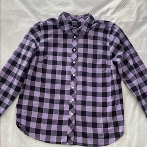 Talbots Petite Flannel and Metallic Blouse Like New!!